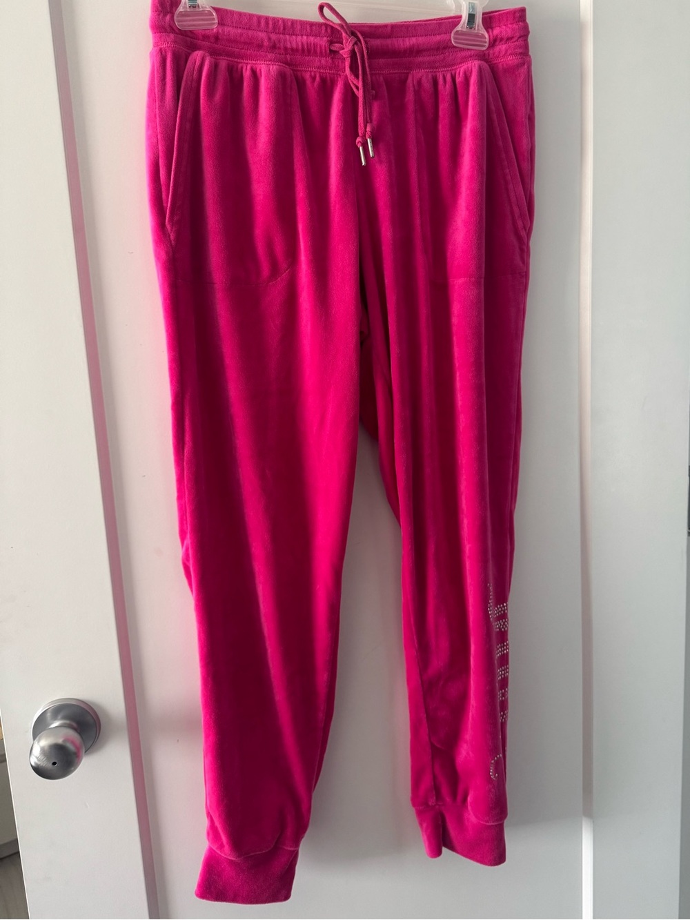 Juicy Couture Hot Pink Velour Jogger TrackPants Size Small